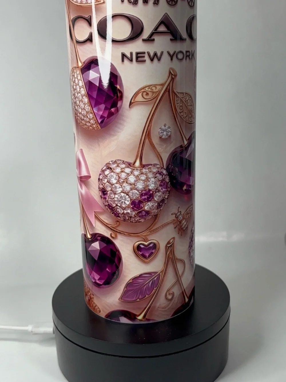 Tumbler 20 oz Coach Pink and Purple Cherry Accent Lantern